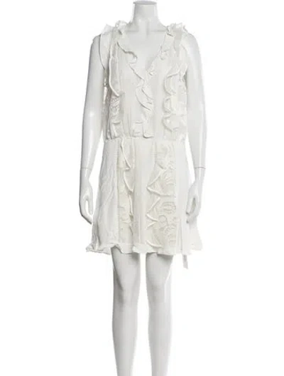 Pre-owned Alexis Lace Pattern Mini Dress In White