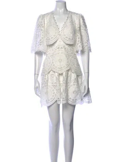 Pre-owned Alexis Lace Pattern Mini Dress In White