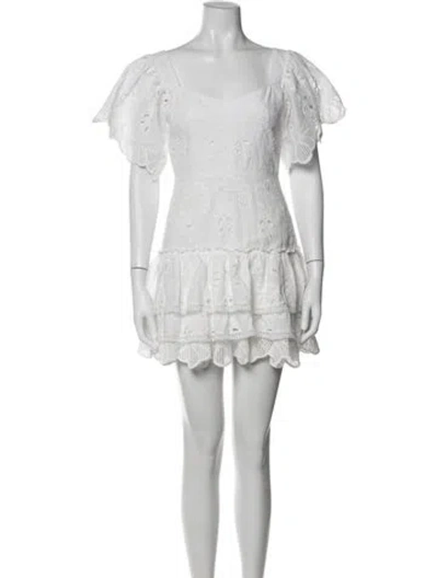 Pre-owned Alexis Lace Pattern Mini Dress In White