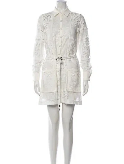 Pre-owned Alexis Lace Pattern Mini Dress In White
