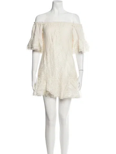 Pre-owned Alexis Lace Pattern Mini Dress In White
