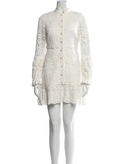 Pre-owned Alexis Lace Pattern Mini Dress In White