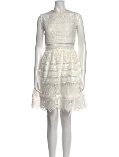 Pre-owned Alexis Lace Pattern Mini Dress In White