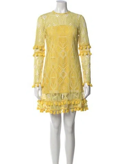Pre-owned Alexis Lace Pattern Mini Dress In Yellow