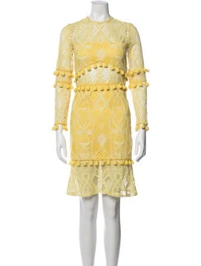 Pre-owned Alexis Lace Pattern Mini Dress In Yellow