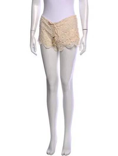 Pre-owned Alexis Lace Pattern Mini Shorts In White