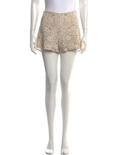 Pre-owned Alexis Lace Pattern Mini Shorts In White