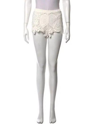 Pre-owned Alexis Lace Pattern Mini Shorts In White