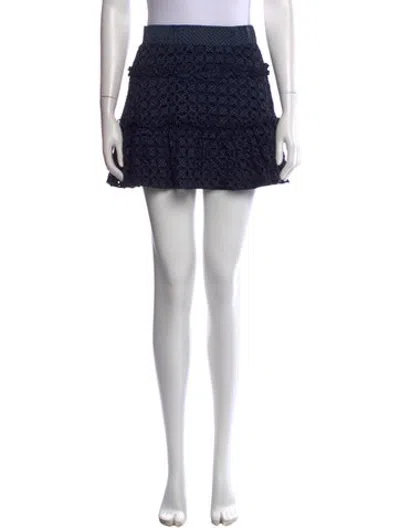 Pre-owned Alexis Lace Pattern Mini Skirt In Blue