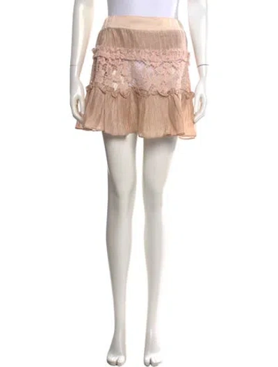 Pre-owned Alexis Lace Pattern Mini Skirt In Neutrals