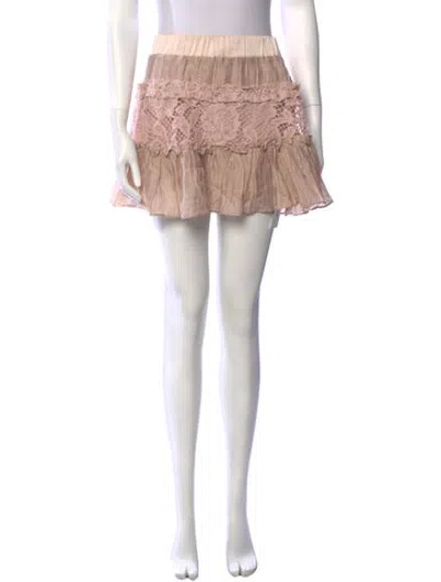 Pre-owned Alexis Lace Pattern Mini Skirt In Neutrals