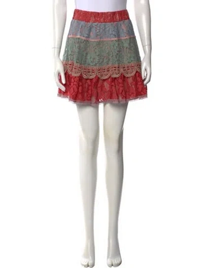 Pre-owned Alexis Lace Pattern Mini Skirt In Red