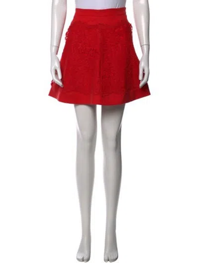 Pre-owned Alexis Lace Pattern Mini Skirt In Red