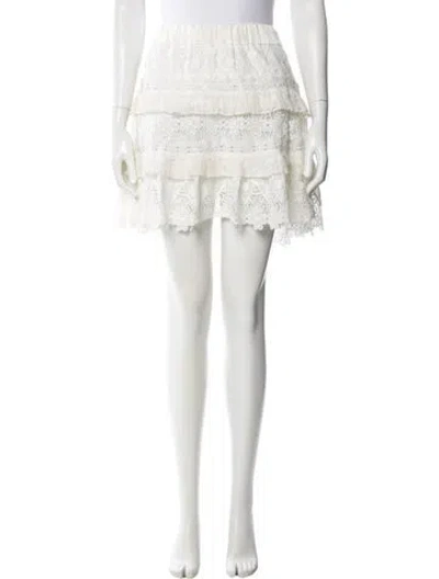 Pre-owned Alexis Lace Pattern Mini Skirt In White