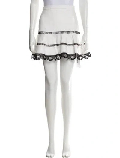 Pre-owned Alexis Lace Pattern Mini Skirt In White