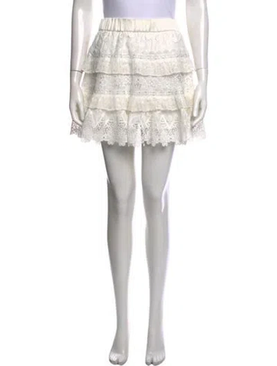 Pre-owned Alexis Lace Pattern Mini Skirt In White