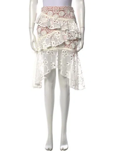 Pre-owned Alexis Lace Pattern Mini Skirt In White