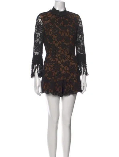 Pre-owned Alexis Lace Pattern Mock Neck Romper
