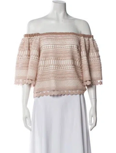 Pre-owned Alexis Lace Pattern Off-the-shoulder Blouse In Brown