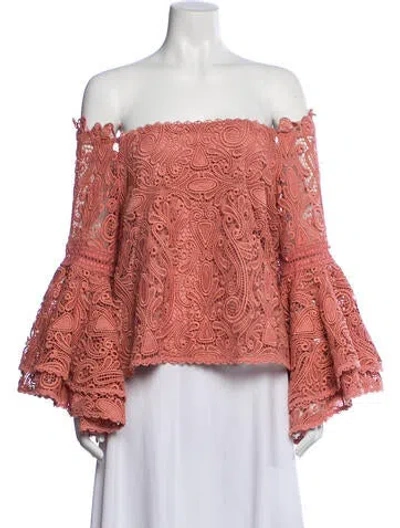 Pre-owned Alexis Lace Pattern Off-the-shoulder Blouse In Pink