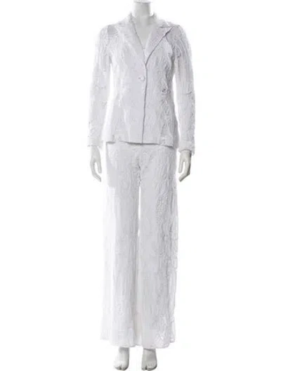 Pre-owned Alexis Lace Pattern Pant Set In White