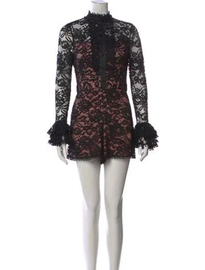 Pre-owned Alexis Lace Pattern Romper In Black
