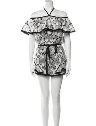 Pre-owned Alexis Lace Pattern Romper In White