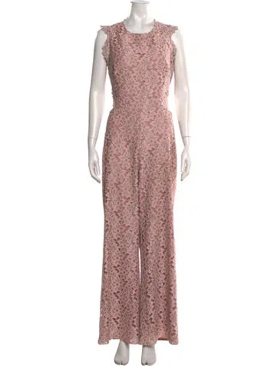 Pre-owned Alexis Lace Pattern Scoop Neck Jumpsuit In Pink