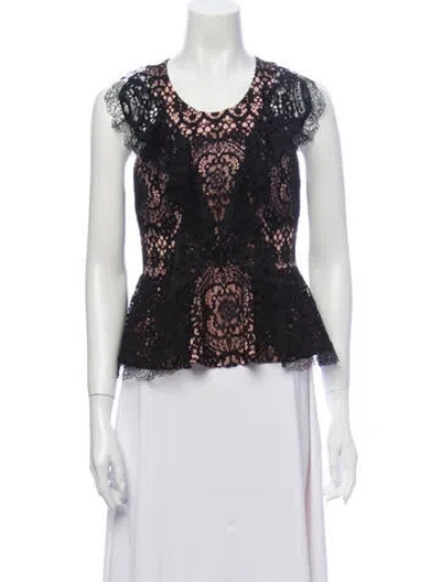 Pre-owned Alexis Lace Pattern Scoop Neck Top In Black