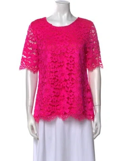 Pre-owned Alexis Lace Pattern Scoop Neck Top In Pink