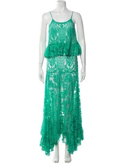 Pre-owned Alexis Lace Pattern Skirt Set In Green