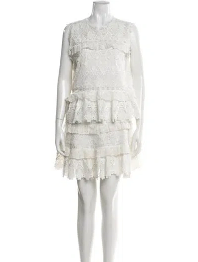 Pre-owned Alexis Lace Pattern Skirt Set In White