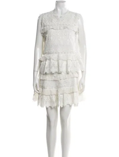 Pre-owned Alexis Lace Pattern Skirt Set In White
