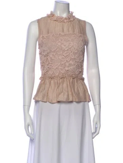 Pre-owned Alexis Lace Pattern Sleeveless Blouse In Pink