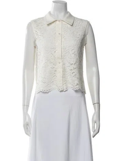 Pre-owned Alexis Lace Pattern Sleeveless Top In White