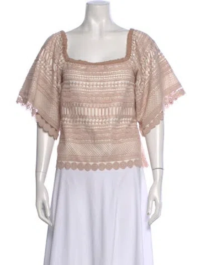 Pre-owned Alexis Lace Pattern Square Neckline Blouse In Pink