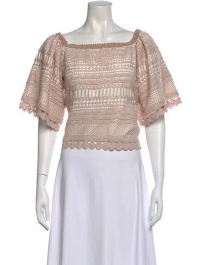 Pre-owned Alexis Lace Pattern Square Neckline Blouse In Pink
