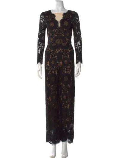Pre-owned Alexis Lace Pattern Square Neckline Jumpsuit