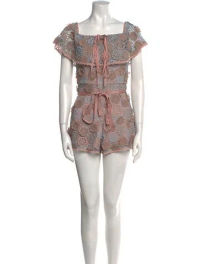 Pre-owned Alexis Lace Pattern Square Neckline Romper