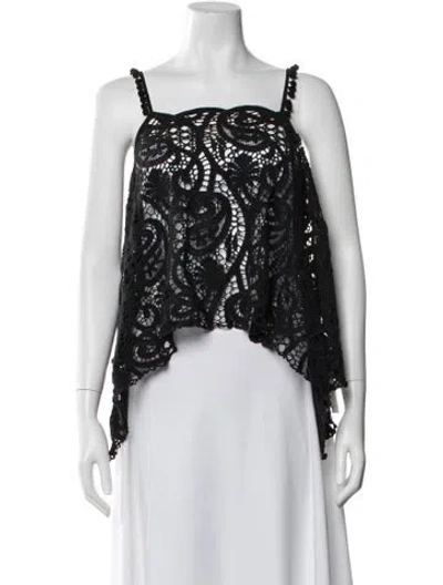 Pre-owned Alexis Lace Pattern Square Neckline Sweater W/ Tags In Black