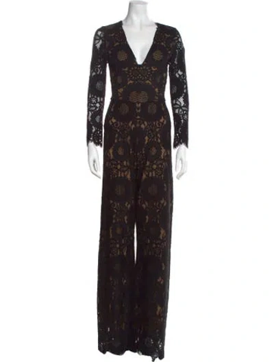 Pre-owned Alexis Lace Pattern V-neck Jumpsuit