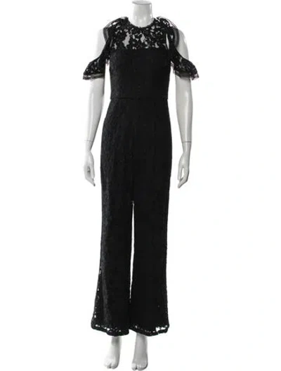 Pre-owned Alexis Lace Pattern V-neck Jumpsuit In Blue