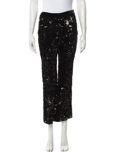 Pre-owned Alexis Lace Pattern Wide Leg Pants In Black
