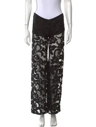 Pre-owned Alexis Lace Pattern Wide Leg Pants In Black