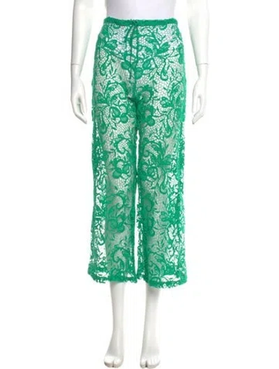 Pre-owned Alexis Lace Pattern Wide Leg Pants In Green