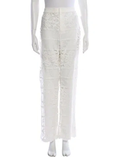 Pre-owned Alexis Lace Pattern Wide Leg Pants In White