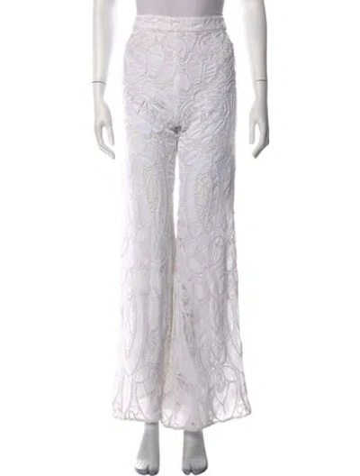 Pre-owned Alexis Lace Pattern Wide Leg Pants In White