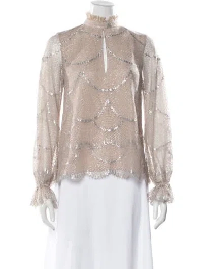 Pre-owned Alexis Lace Patterned Blouse In Neutral