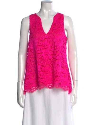 Pre-owned Alexis Lace Printed Top In Pink