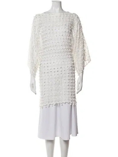 Pre-owned Alexis Lace Scoop Neck Sweater In White